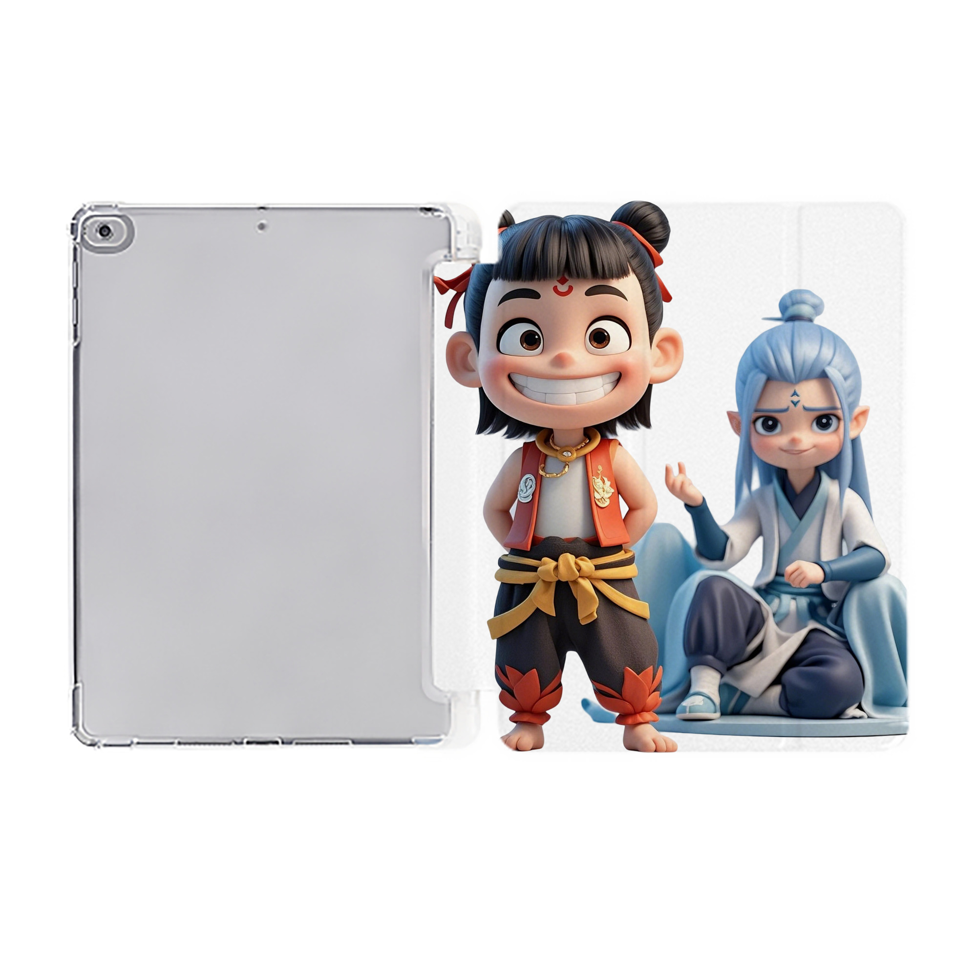 （画像用） Ne Zha 2 ナタ 魔童の大暴れ IPad ケース ペン収納付き 三つ折りスタンド PUレザー×シリコン 対応機種9.5/10.5/10.9インチ